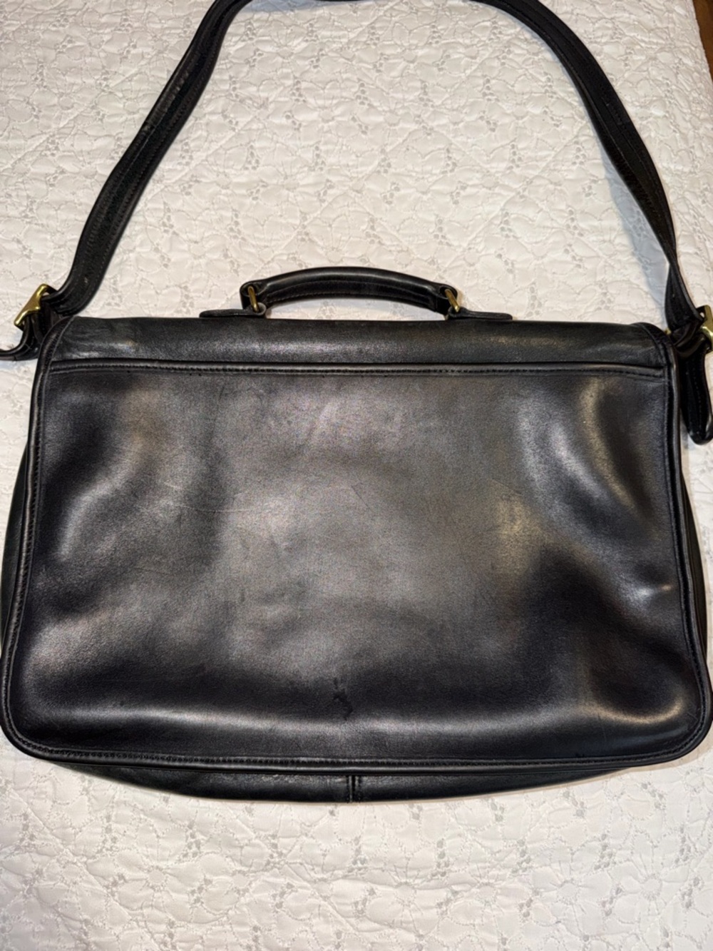 Vintage Coach Black Leather Briefcase with Gold-Tone Hardware - Picture 2 of 6